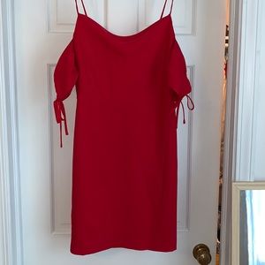 CLUB MONACO ELISABET RED COLD SHOULDER MINI DRESS
